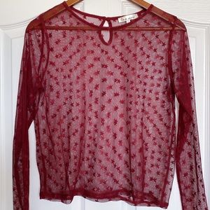 FOREVER 21: Long Sleeve Mesh Top